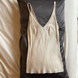 Double - V ribbed, knit, tank sweater.
